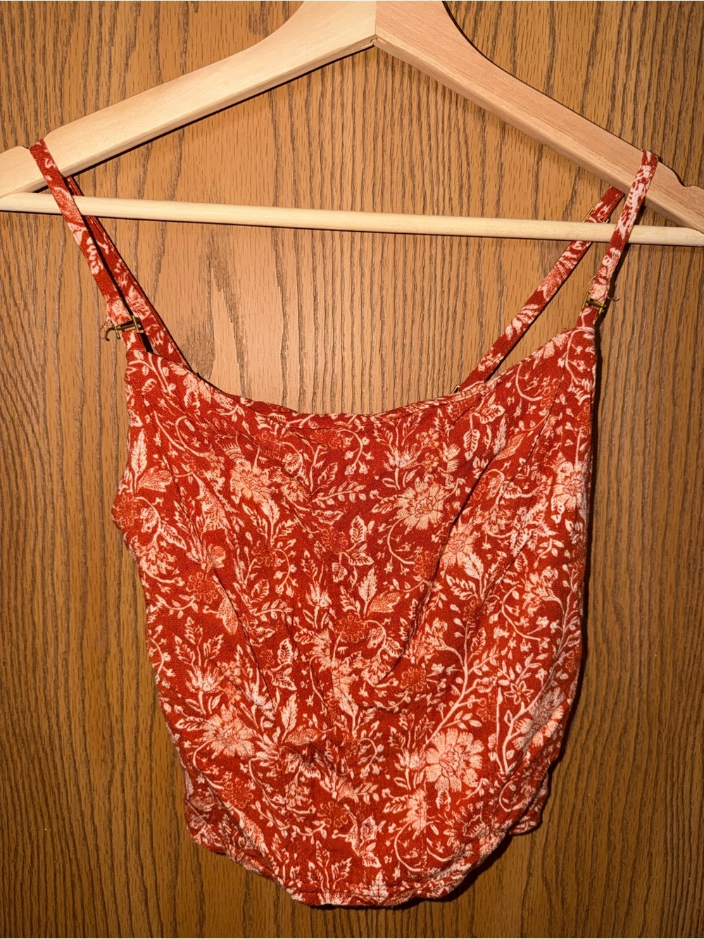 Free People Rust Floral Print Spaghetti Strap Tank Top